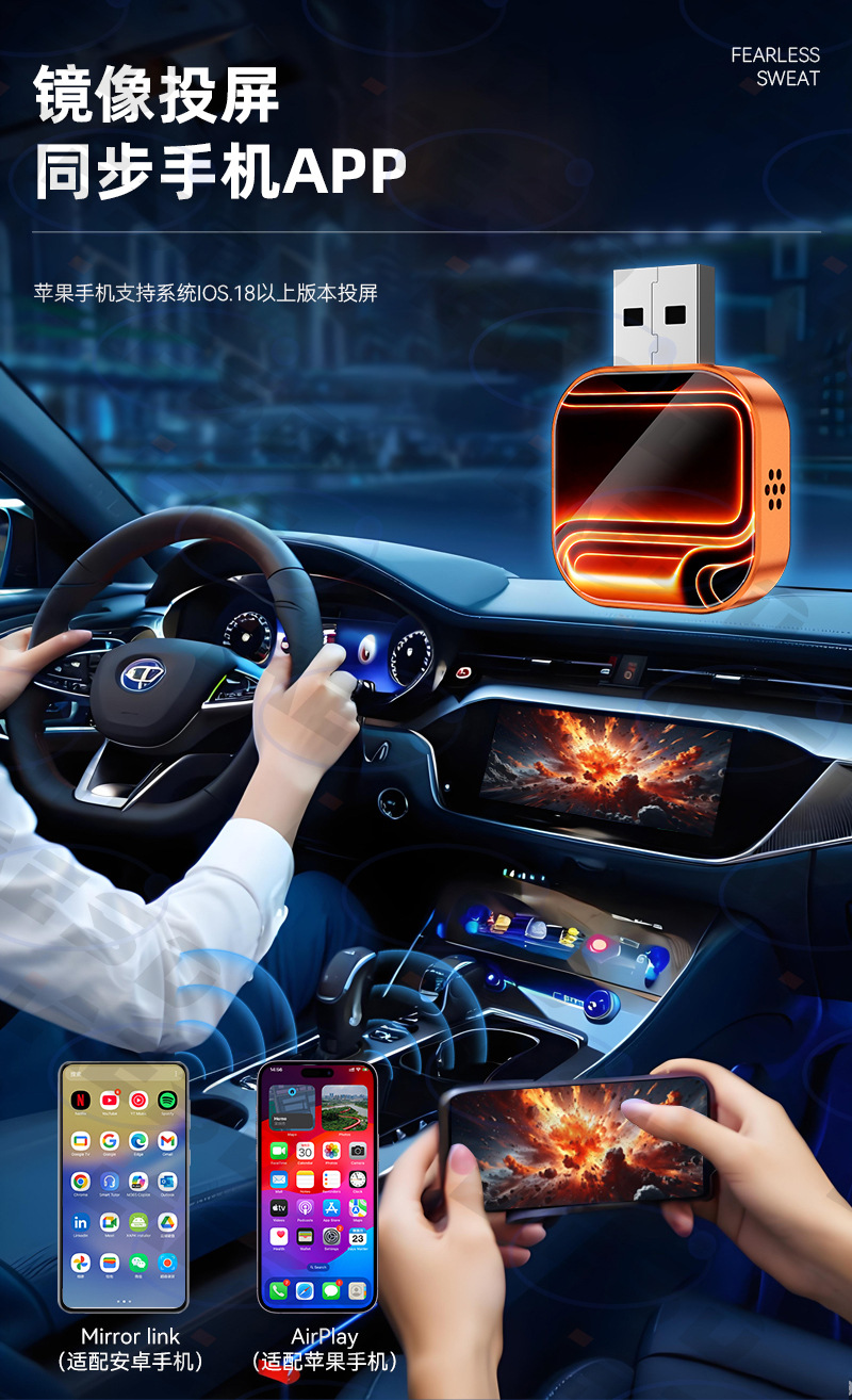 Four-In-One Car-Machine Connectivity Module, Intelligent Reverse Control Carplay Wireless Box, Mirror Screen Projection Carplay Box
