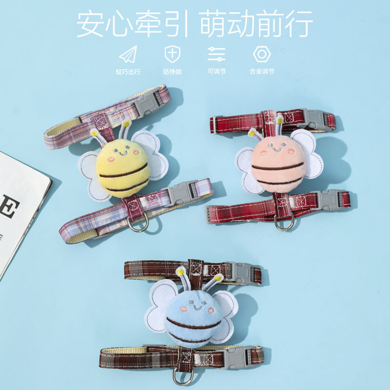 Correa para mascotas abeja gato pecho espalda verano Cadena de gato de aspecto alto perros medianos y pequeños caminando gato perro Correa