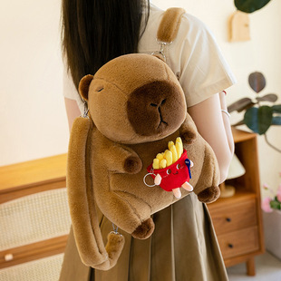 Kapibala Backpack Cross-border New Capybara Plush Backpack Ugly Cute Doll Large Capacity Bag for Girls