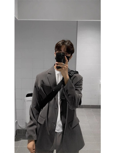 Men's Ins Trend Slim Fit Single Breasted Suit Jacket Spring and Autumn Light Mature Trendy High-End Casual Loose Street Style Top Coat