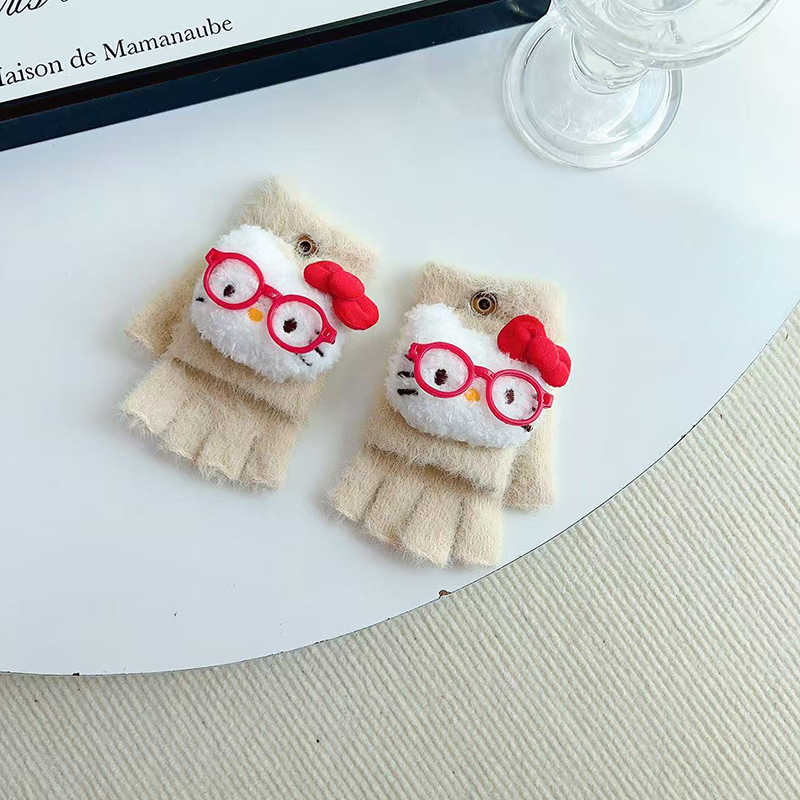 2025 nuevos guantes para niños de invierno para niñas guantes de flip adorables estudiantes de primaria calientes de escritura anticongelante