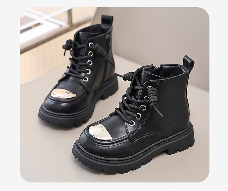 2024 New Korean Fashion Plush Martin Girls' Mid Top Short Boots, Flat Bottom Medium Size Children's Casual Cotton Boots_voghion.com