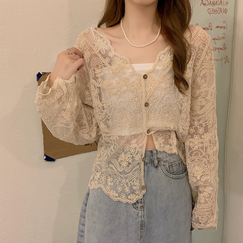 Sexy silk spring summer thin short cardigan