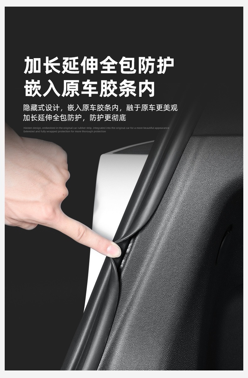 Suitable for Tesla Model Yl Front and Rear Door Sill Strips, Felt Protective Panels, Anti-Kick Pads, Tpe Soft Rubber, Dirt-Resistant