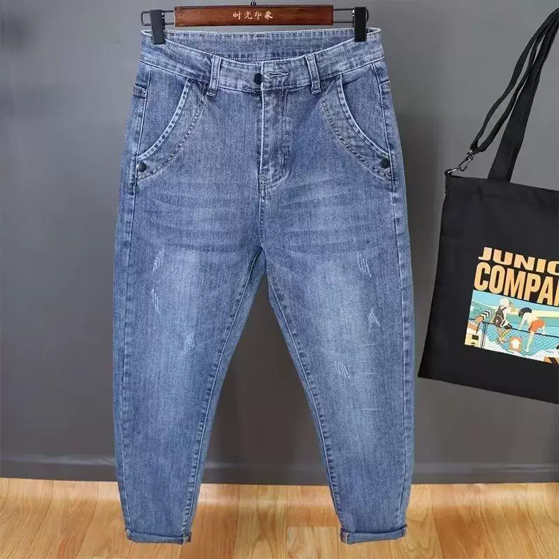 Jeans, summer trousers, 2024 years, oversize