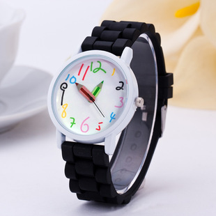 New white oil case silicone children's watch Geneva pencil pointer watch fashion paint watch wholesale