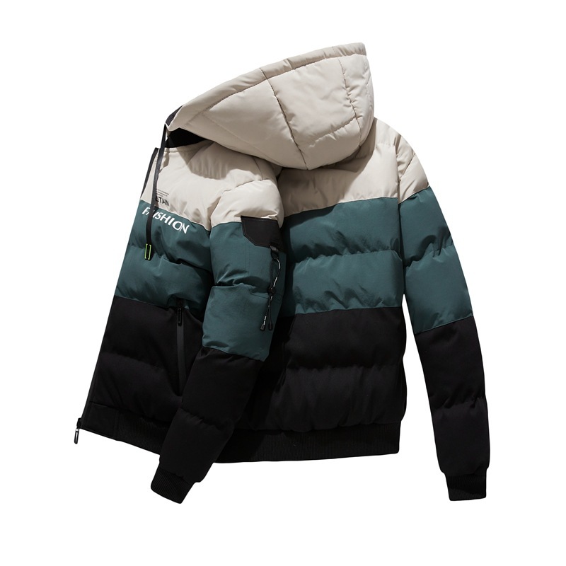 Men’s Reversible Winter Jacket – Thickened Cotton Blend Zip-Up Coat, Detachable Hood & Ribbed Hem (L-4XL, Khaki/Red/Yellow)_voghion.com