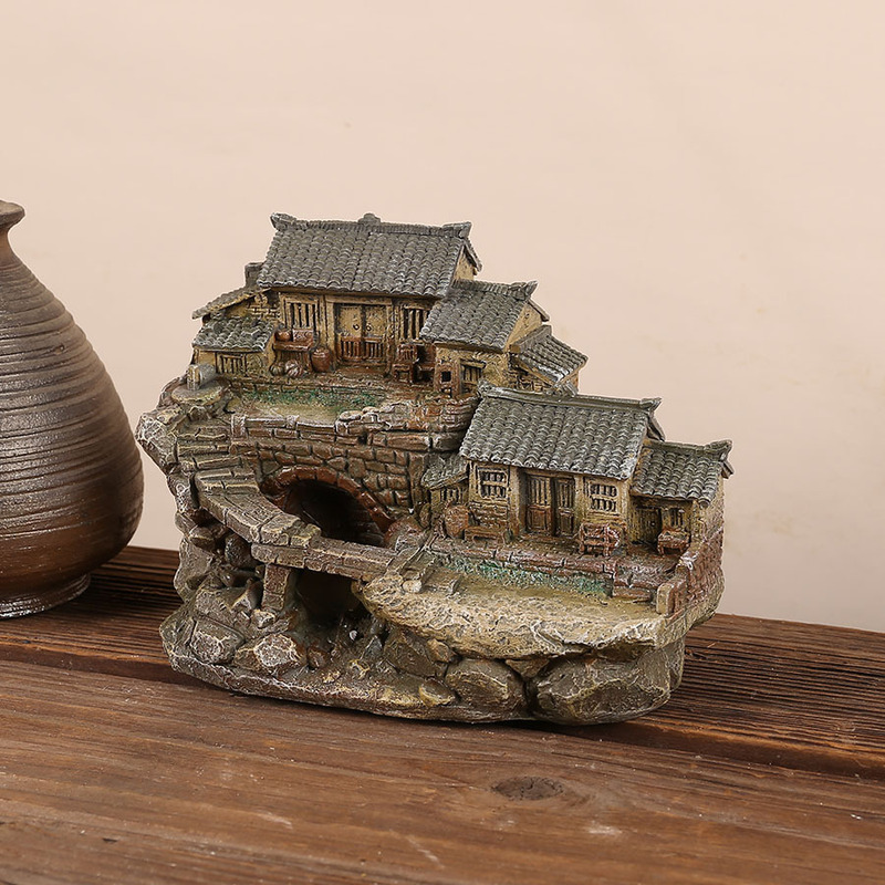 田园迷你小房子树脂摆件桌面茶几车载装饰花盆盆栽造景装饰小礼物|undefined