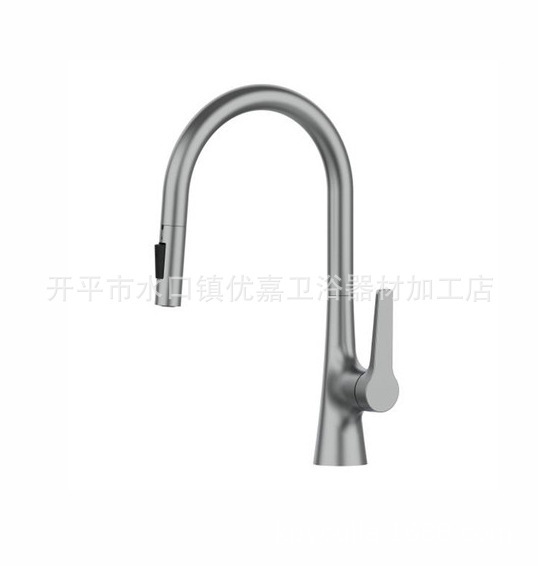 Kaiping Youjia Bathroom Brushed Pull-Out Kitchen Single-Hole Sink Pull-Down Vegetable Basin Hot and Cold Rotatable Faucet 4621