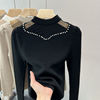 Half high necked knitted bottom sweater， fashionable autumn and winter mesh top