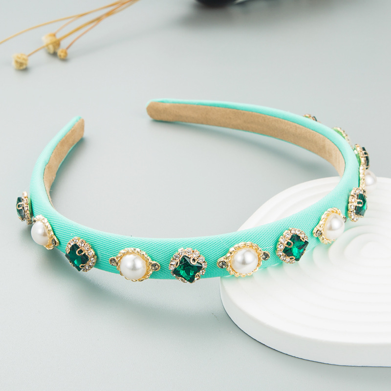 Fashion Pearl Baroque Thin Sponge Simple Thin Edge Bright Color Hairband Accessories display picture 2