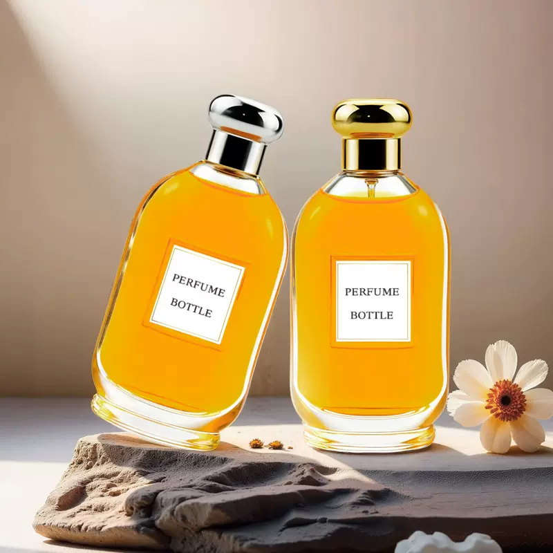 100ml简约大气扁圆玻璃香水瓶分装喷雾瓶瓶底加厚型可配瓶盖