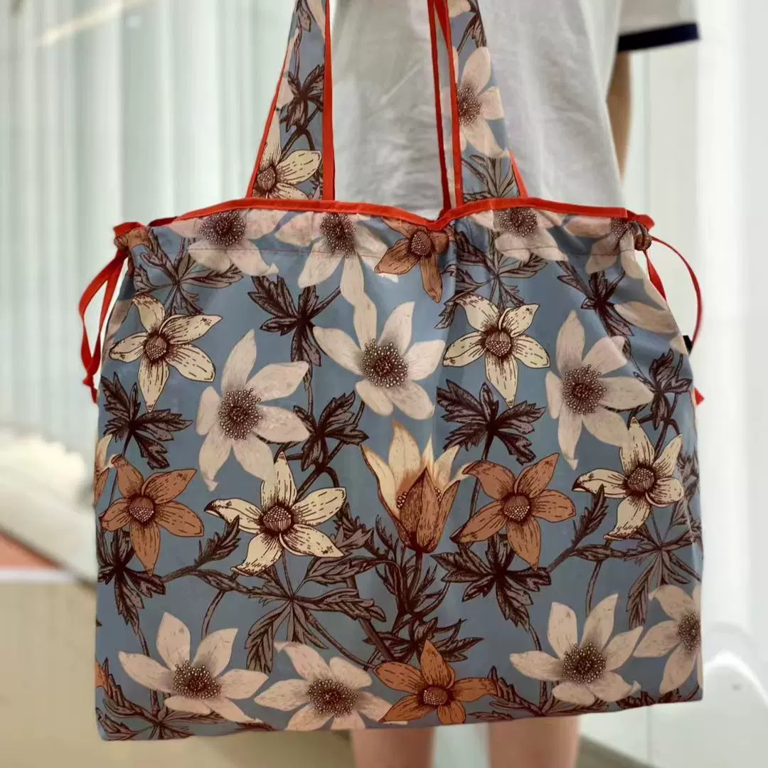 跨境秋冬新款折叠购物袋便携买菜包女大容量手提袋外出旅游帆布包