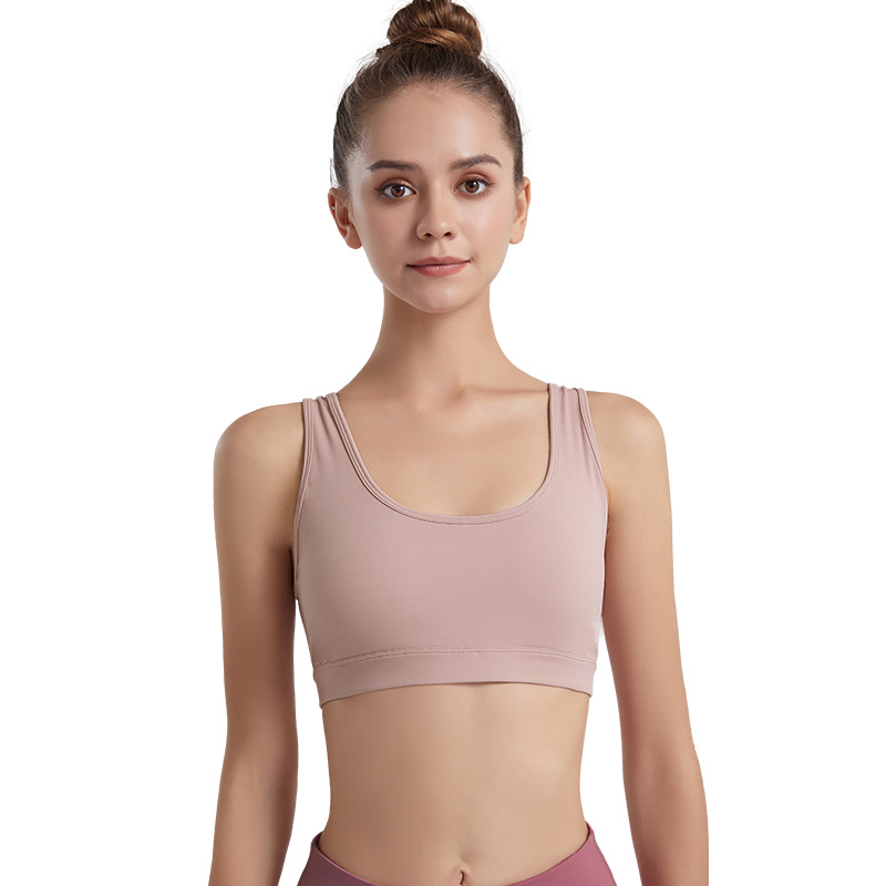 Europa y América nueva ropa interior deportiva de alta resistencia para mujeres corriendo a prueba de golpes yoga fitness chaleco desnudo de secado rápido push up bra