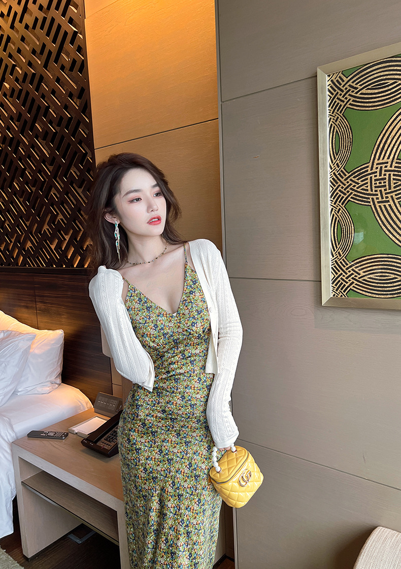 Áo cardigan nữ dệt kim mỏng chống nắng, tay ngắn, dáng suông, phối khăn choàng — Màu đen chi tiết 17