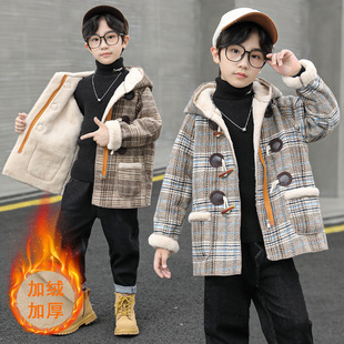 Boys' Woolen Coat 2025 New Children's Autumn and Winter Fleece-Lined Thickened Stylish Coat for Toddlers and Kids