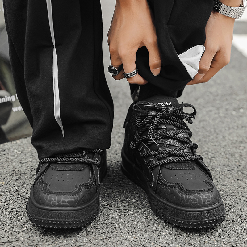 6109 male 6110 female plum blossom board 36-44 niche couple style high street American black samurai bread shoes_voghion.com