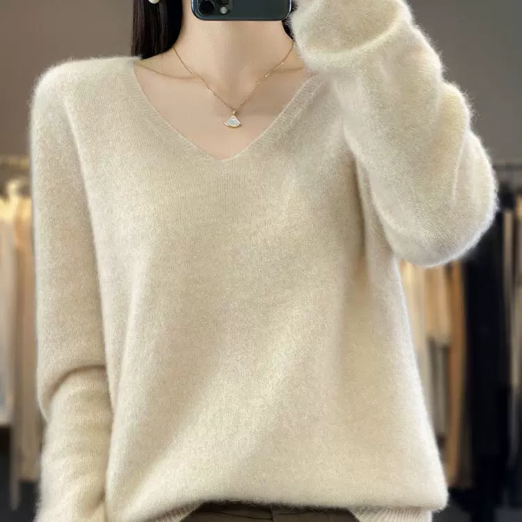 秋冬新款羊毛衫女一线成衣羊绒衫v字领毛衣套头针织衫羊毛打底衫