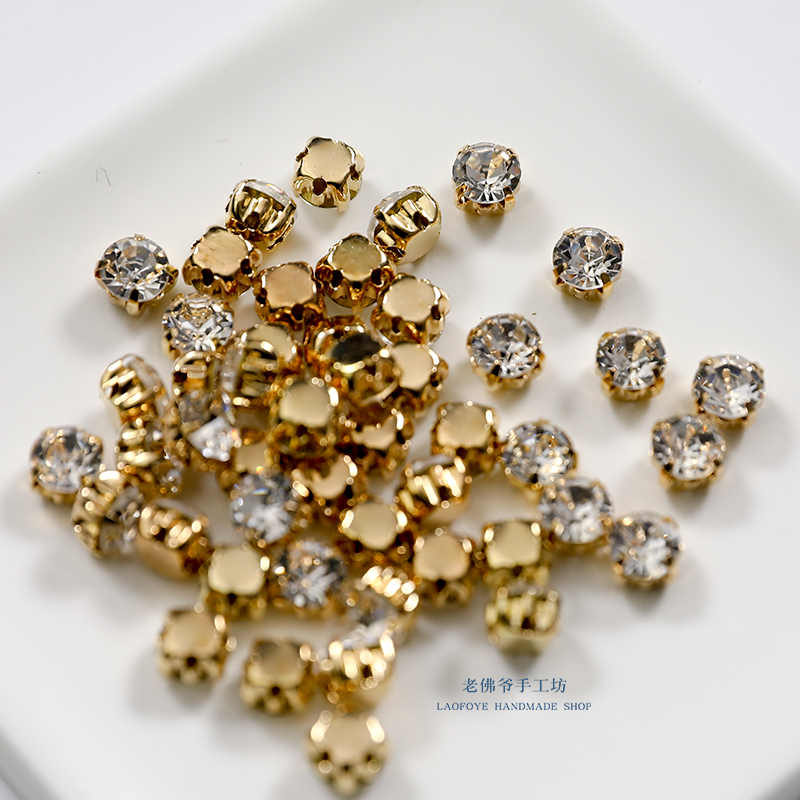 ✅ December New Model Lafayette French Embroidery Hand-Sewn Gold Base 6mm Round Claw Diamond Crystal Clear Handmade Jewelry Accessories
