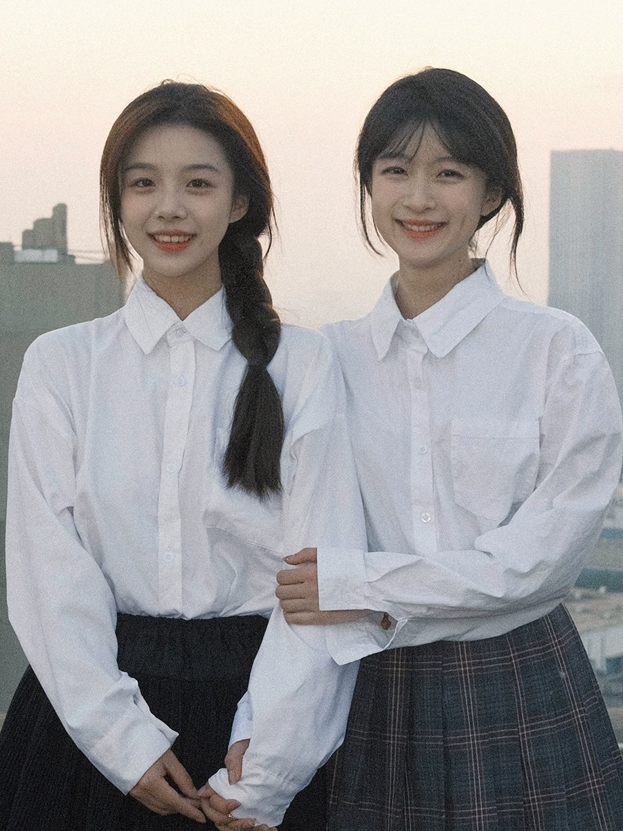 Белая женская рубашка, летняя с длинными рукавами, студенческий стиль, большие размеры, миниатюрная, внутренняя одежда, ученица средней школы, свободная базовая рубашка JK.