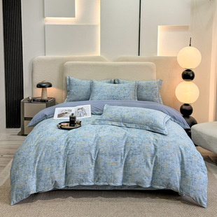 Cotton Sanding Four-piece Set Cotton High-grade 100 Thickened Dormitory Bed Sheet Quilt Cover Three-piece Set High-grade Bed Use