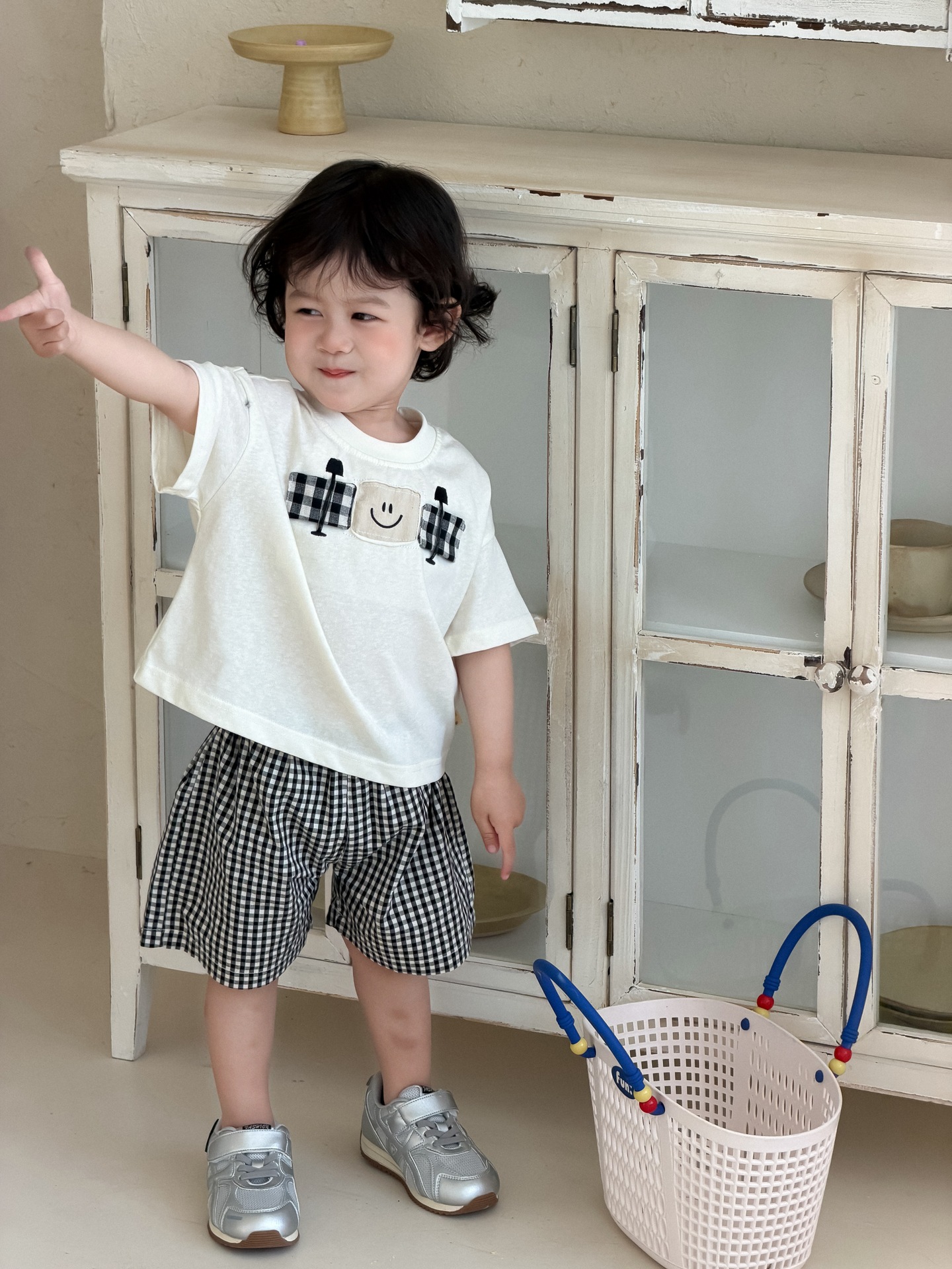 Boys' Summer Short-Sleeved T-Shirt Plaid Shorts Set Thin 2026 Korean Style Children's Clothing Baby Summer Clothes