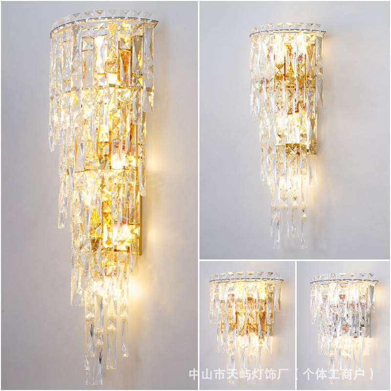 Cross-border new luxury crystal wall lamp living room bedroom indoor wall lamp model room villa KTV hotel LED wall lamp