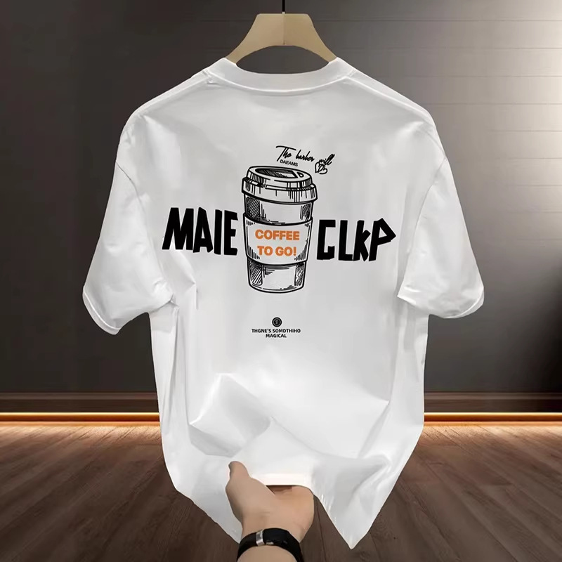 T-shirt homme grande taille en coton épais 100 % (230 g/m²), manches courtes, coupe ample, style américain, collection été._voghion.com