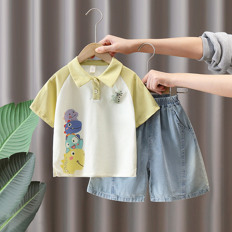 8133 traje de verano para niños 2025 nuevos polos para niños pantalones cortos 1-234567 años bebé verano