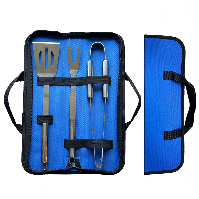 Spot Source Fabricante BBQ Juego de barbacoa de bolsa de tela Oxford Juego de abrazadera de pala de acero inoxidable Juego de asa de tubo redondo para hornear