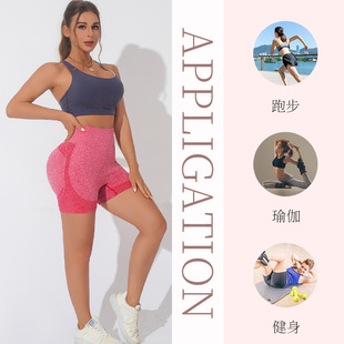 Fitness Shorts, Sports High-Waisted Tummy-Tightening Breathable Elastic Peach Butt-Lifting Tights, Anti-Glare Quick-Drying Yoga Pants for Women
