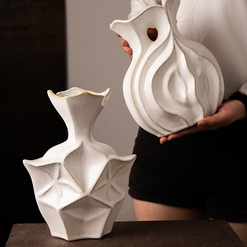 Jingjifeng special-shaped irregular old ceramic vase creative retro…