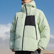 2025冬季新款大拉链拼色连帽男棉衣潮牌潮流保暖宽松休闲百搭外套