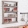 Multi -layer salt sauce vinegar jar on the wooden wall storage racks of retro flavors classification frames