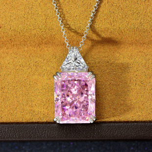 Shipei jewelry 925 silver pendant 13*16 rectangular ice flower cut 15 karat powder/yellow pendant necklace 40 5cm