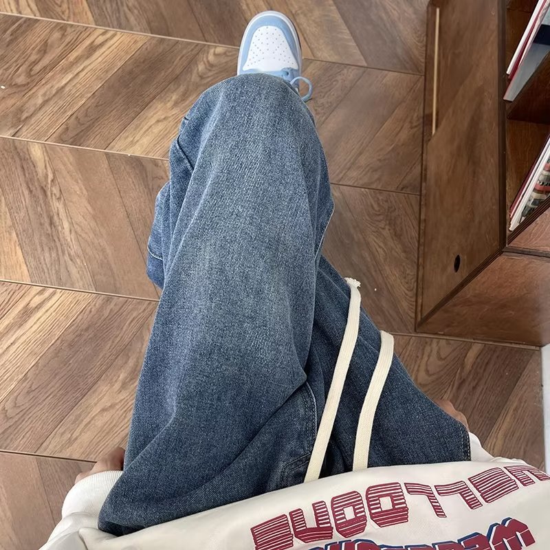 2024 primavera y otoño nuevo estilo jeans para hombres pantalones casuales rectos sueltos para hombres pantalones de trapeador de marca de moda para hombres