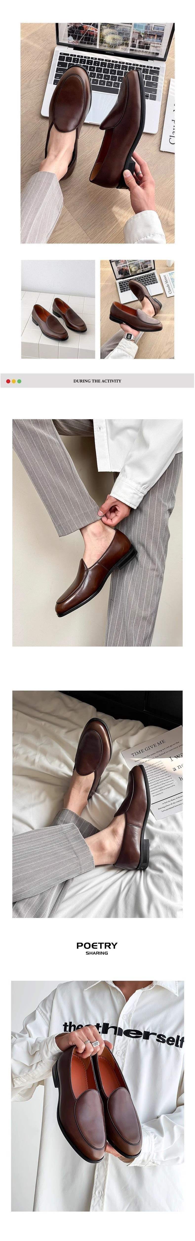 Mocassins ShoeVault Dopamine Fashion, nouveaux modèles pour hommes d'affaires, formels, noirs brillants, parfaits pour les trajets quotidiens, les mariages et les cérémonies de Derby._voghion.com