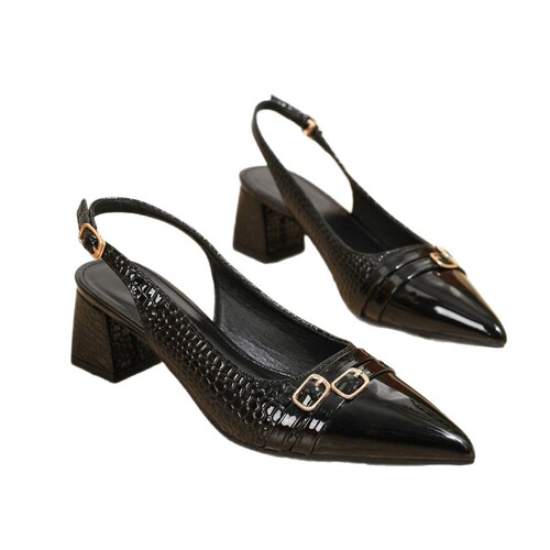 European-size pointed-toe back-strap open-toe women's sandals—new European and American-style chunky-heeled high heels