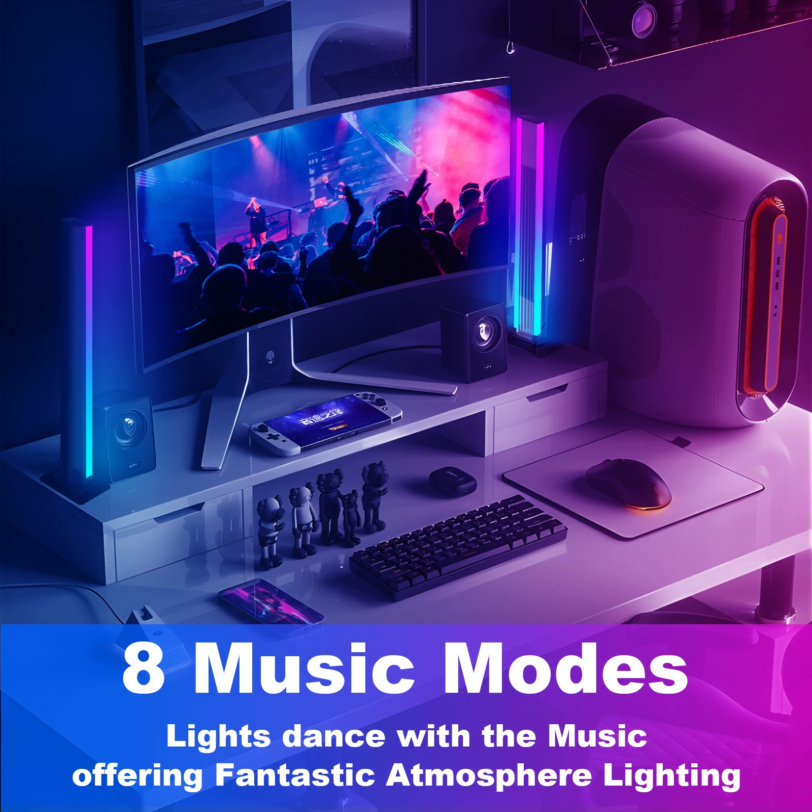 Умная светодиодная подсветка окружения, управление по Wi‑Fi/Bluetooth RGB, варианты настольного и напольного зеркал