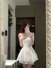 法式初恋白色吊带连衣裙夏季新款芭蕾风甜美温柔仙女裙设计感收腰