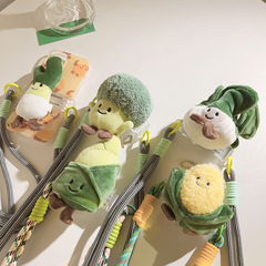 創意蔬菜公仔背夾斜跨手機鏈側掛肩鏈通用手機殼加長編織繩背帶式