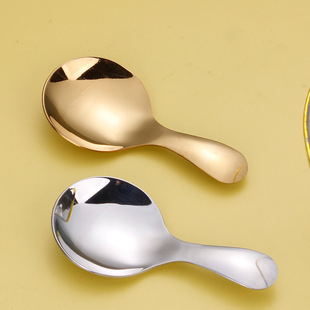 Spoon Cute Stainless Steel Round Head ins Household Ice Cream Small Spoon Children's Short Handle Baby Eating Spoon Mini Tea Spoon