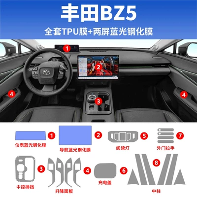 Decoration Supplies, Car interior film - toyota-bz5-full-set-water-tpu-film-navigation-instrument-blue-light-eye-protection-tempered-film