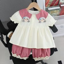 女童夏装套装2025新款洋气棉短袖休闲衣服女宝宝夏季韩版两件套