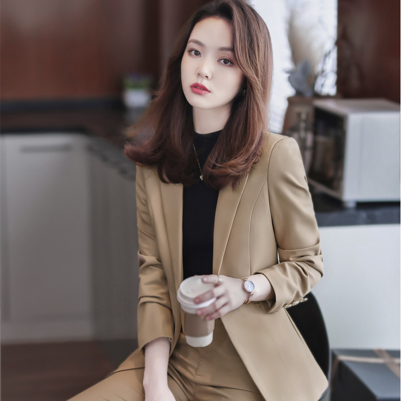 春と秋の職業服のファッション気質の女神範のファッション的な洋風のスーツのスーツの女性の2つのセットのカジュアルなスーツの正装|undefined