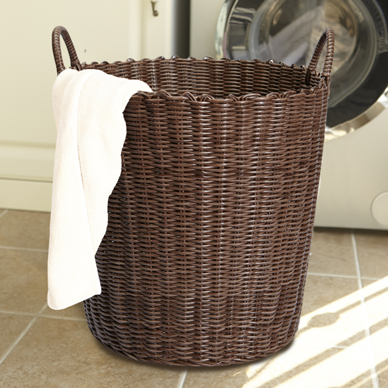 Light Luxury Thick Tube Dirty Clothes Storage Basket Rattan Laundry Basket Bucket Toy Basket Clothes Frame Net Xichen