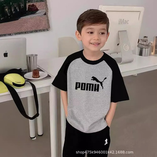 Cross-border 100% cotton fashion brand children's clothing Boys' short-sleeved T-shirt loose children's thin T-shirt boys' half-sleeved top