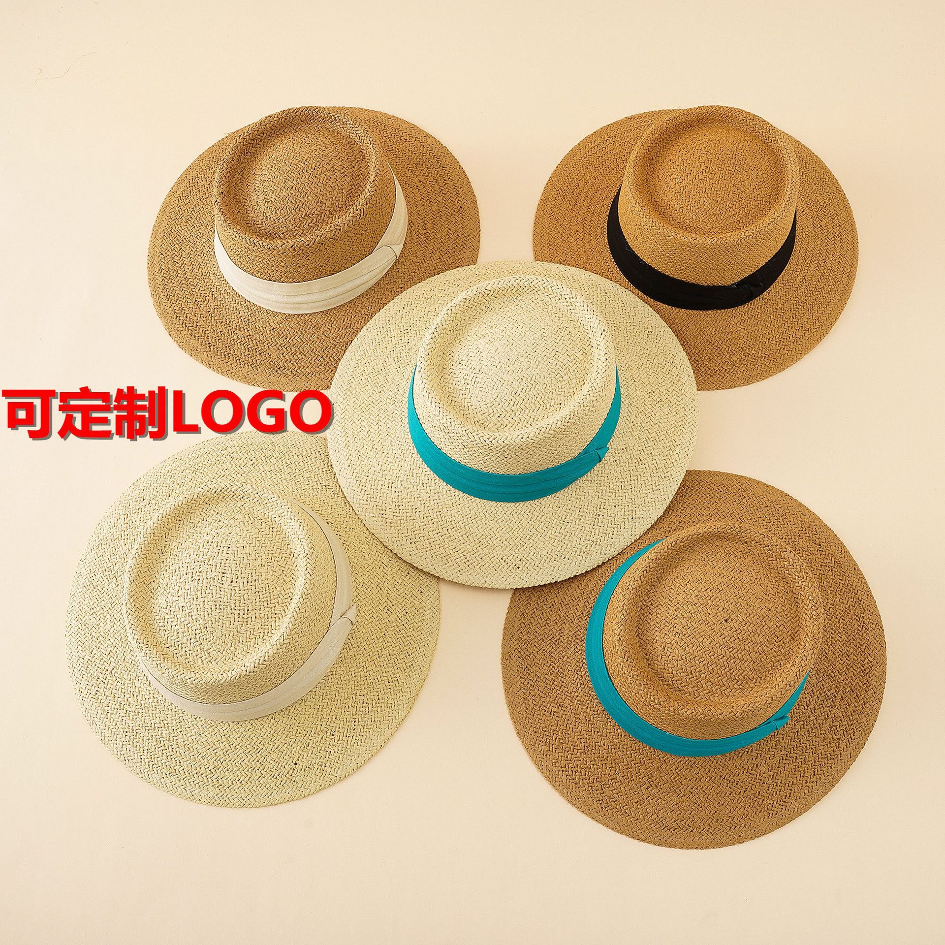 Sombrero de vacaciones de verano moda femenina tejida sombrero de copa británico sombrilla vacaciones Playa Sol sombrero de paja