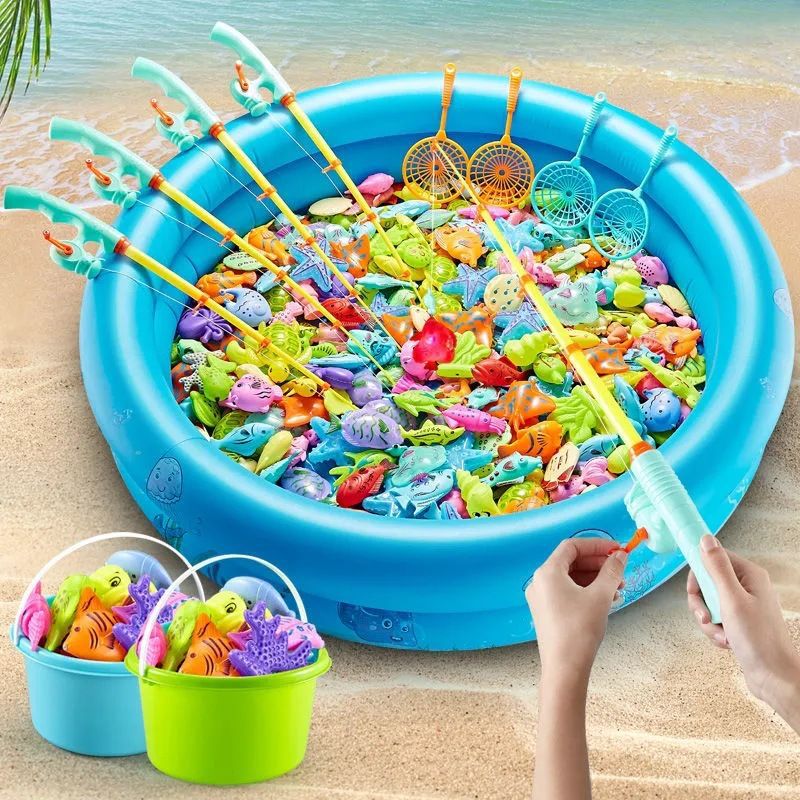 Free Shipping Children's Magnetic Fishing Toys Pool Square Night Market Street Stall Water Play Children's Fishing Pool Toys Manufacturer Supply