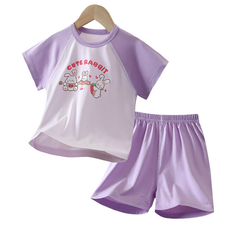 Yi Mei nuevo verano para niños, hombres y mujeres, niños de mediana edad, clase A sin hueso, tela de seda, manga corta, ropa para el hogar